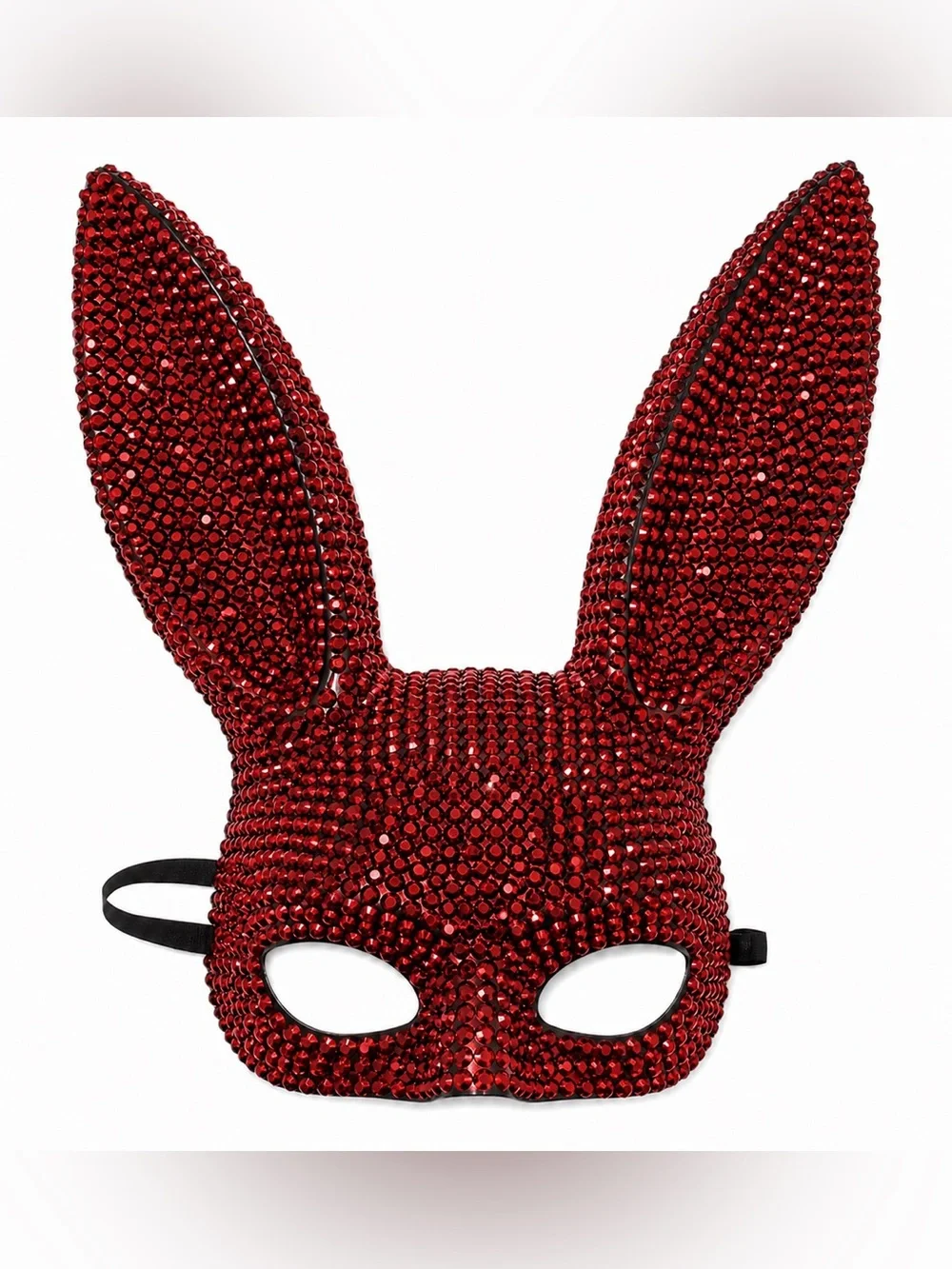 Siam Red Rhinestone Bunny Ears Mask New